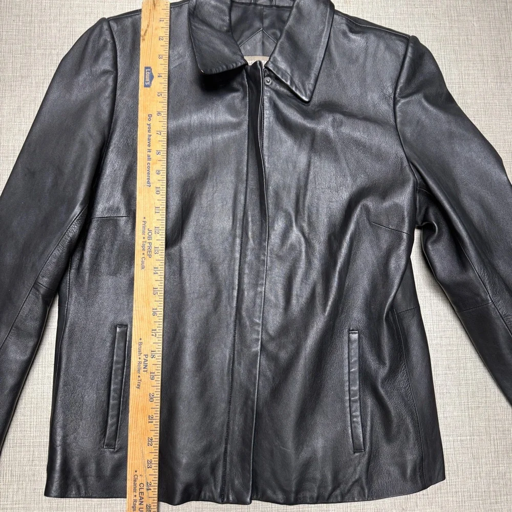 Valerie Stevens Jacket Womens Size‎ M Black Lambskin Leather Zip Front